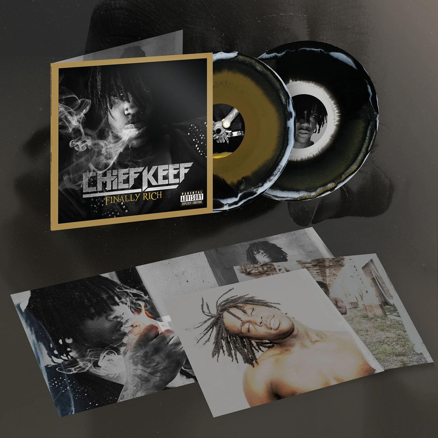 Chief Keef - Finally Rich (Exclusive IVC Edition Black Gold White Swirl) LP