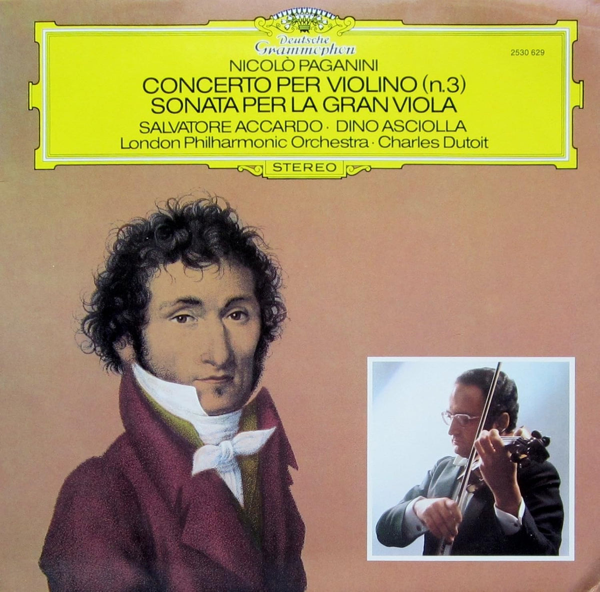 Nicolò Paganini, Salvatore Accardo,Dino Asciolla, London Philharmonic Orchestra, Charles Dutoit – Concerto Per Violino (N.3) / Sonata Per La Gran Viola LP