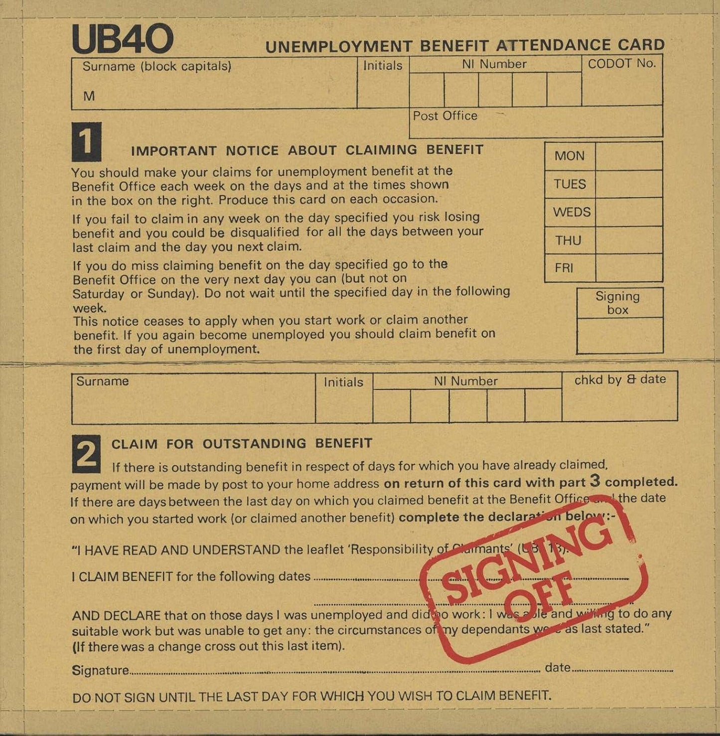 UB40 – Signing Off 2LP