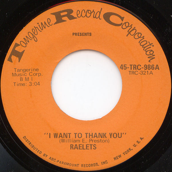 Raelets – I Want To Thank You 7"