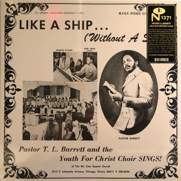Pastor T.L. Barrett & The Youth For Christ Choir - Like A Ship (Without A Sail) (Ice Wind Transparent vinyl)