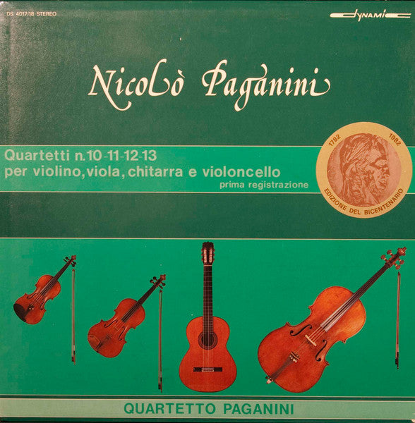 Niccolò Paganini, Quartetto Paganini – Quartetti N. 10-11-12-13 Per Violino, Viola, Chitarra e Violoncello 2LP Boxset
