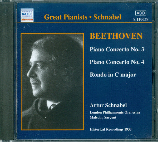 Artur Schnabel / Beethoven - Piano Concerto No. 3 / Piano Concerto No. 4 / Rondo (Historical Recordings 1933) CD