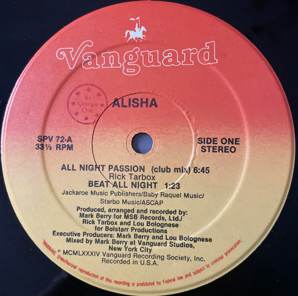 Alisha – All Night Passion (Club Mix) LP