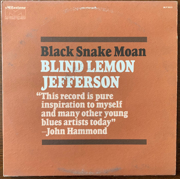 Blind Lemon Jefferson - Black Snake Moan LP