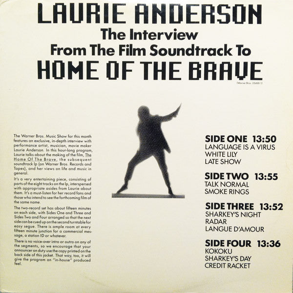 Laurie Anderson – The Interview From The Film Soundtrack To Home Of The Brave (Promo, Transcription) 2LP