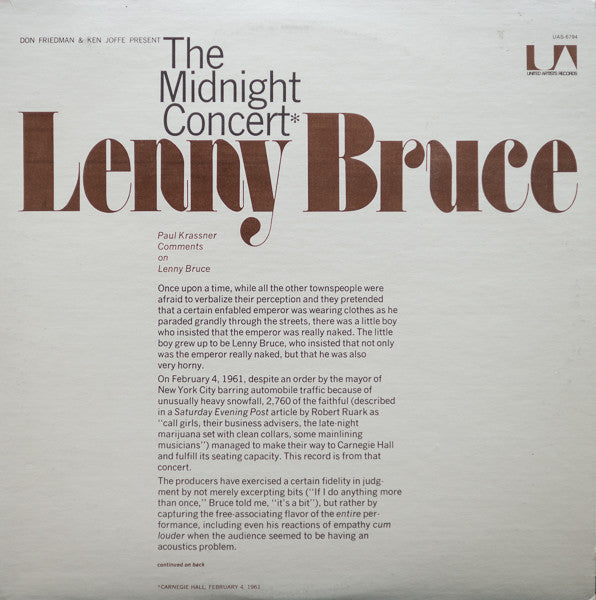 Lenny Bruce – The Midnight Concert LP