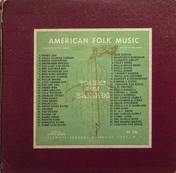 Harry Smith – Anthology Of American Folk Music Volume One: Ballads LP