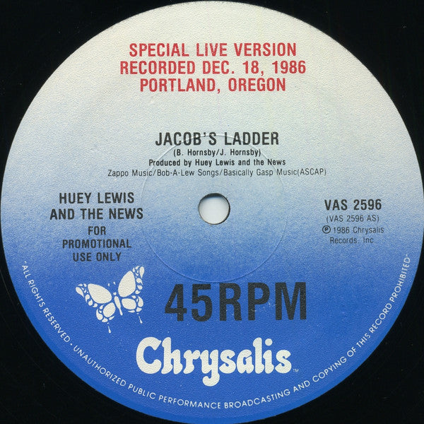 Huey Lewis And The News – Jacob's Ladder (Special Live Version) (Promo) 12"