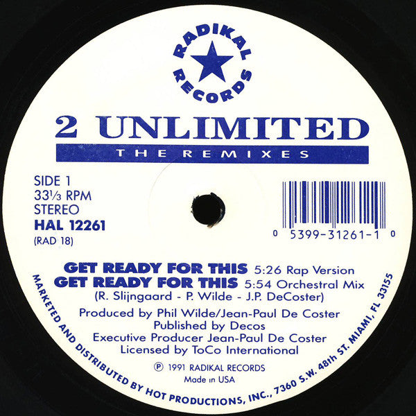 2 Unlimited - Get Ready For This (The Remixes) 12"