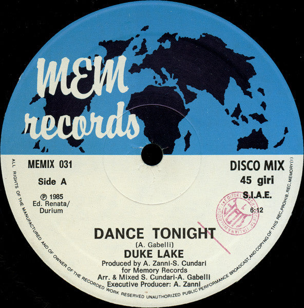 Duke Lake - Dance Tonight 12"