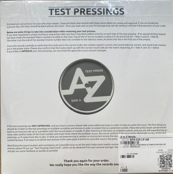Greenleaf – Revolution Rock Ultimate Edition (Test Pressing) LP