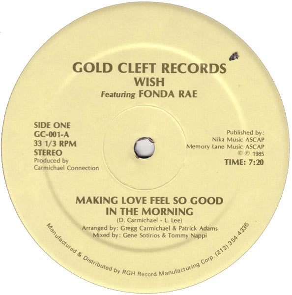 Wish Feat. Fonda Rae - Making Love Feel So Good In The Morning 12"