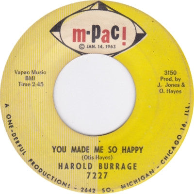 Harold Burrage – You Made Me So Happy 7"