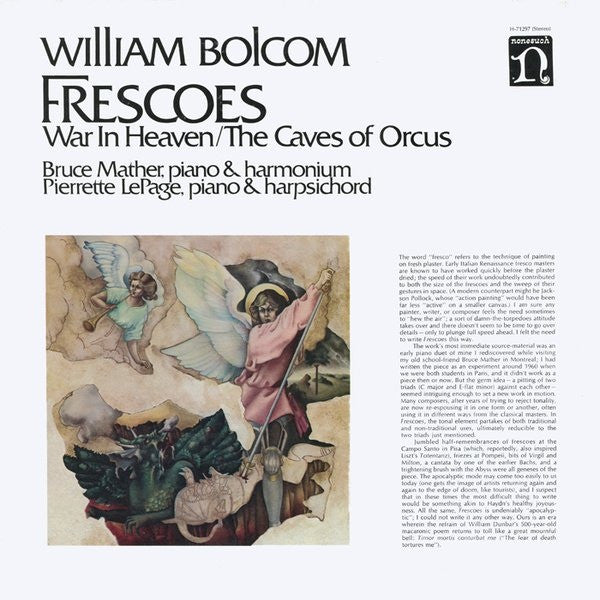 William Bolcom – Frescoes (War In Heaven / The Caves Of Orcus) LP