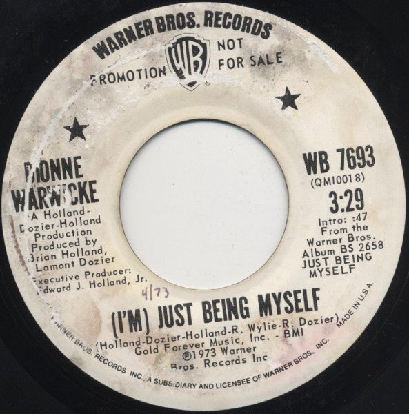 Dionne Warwicke – (I'm) Just Being Myself (Promo) 7"