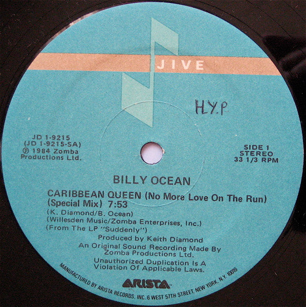 Billy Ocean – Caribbean Queen (No More Love On The Run) 12"