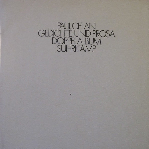 Paul Celan – Gedichte Und Prosa LP