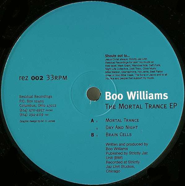 Boo Williams – The Mortal Trance EP 12"