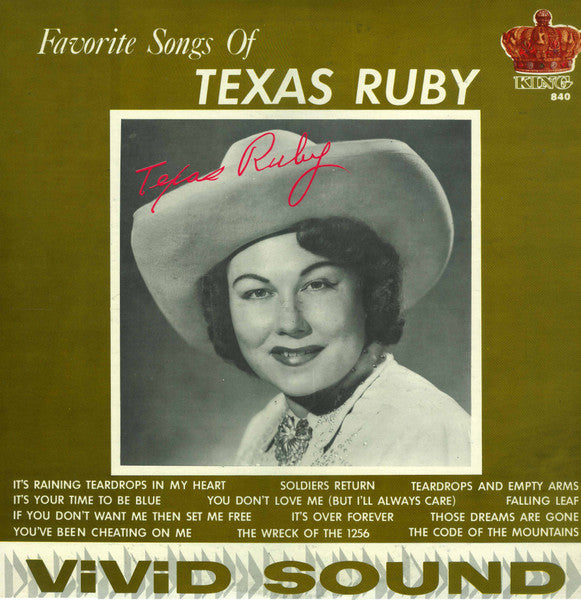Texas Ruby - Favorite Songs Of Texas Ruby LP
