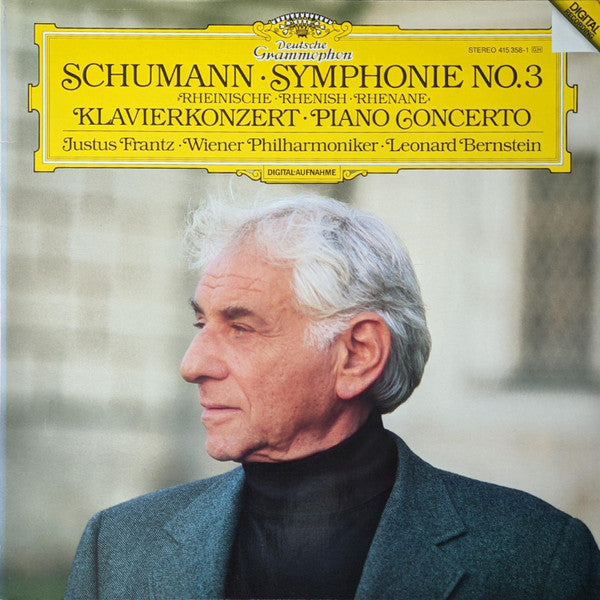 Schumann, Justus Frantz, Wiener Philharmoniker, Leonard Bernstein – Symphonie No. 3 »Rheinische = Rhenish = Rhenane« • Klavierkonzert = Piano Concerto LP