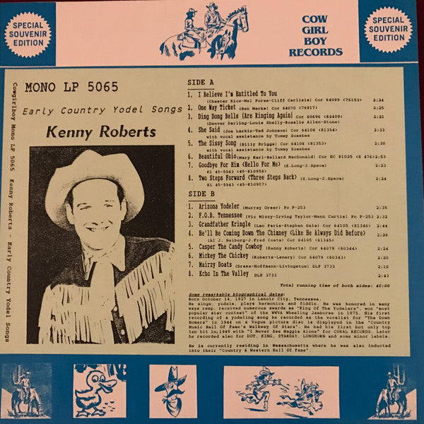 Kenny Roberts – Early Country Yodel Songs LP