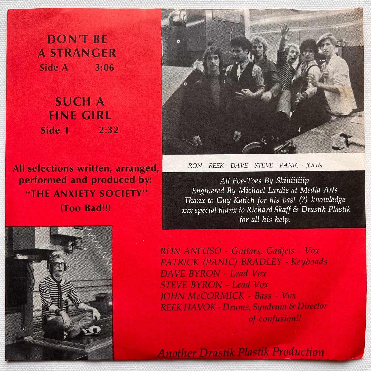 Anxiety Society- Don’t Be A Stranger / Such A Fine Girl 7"