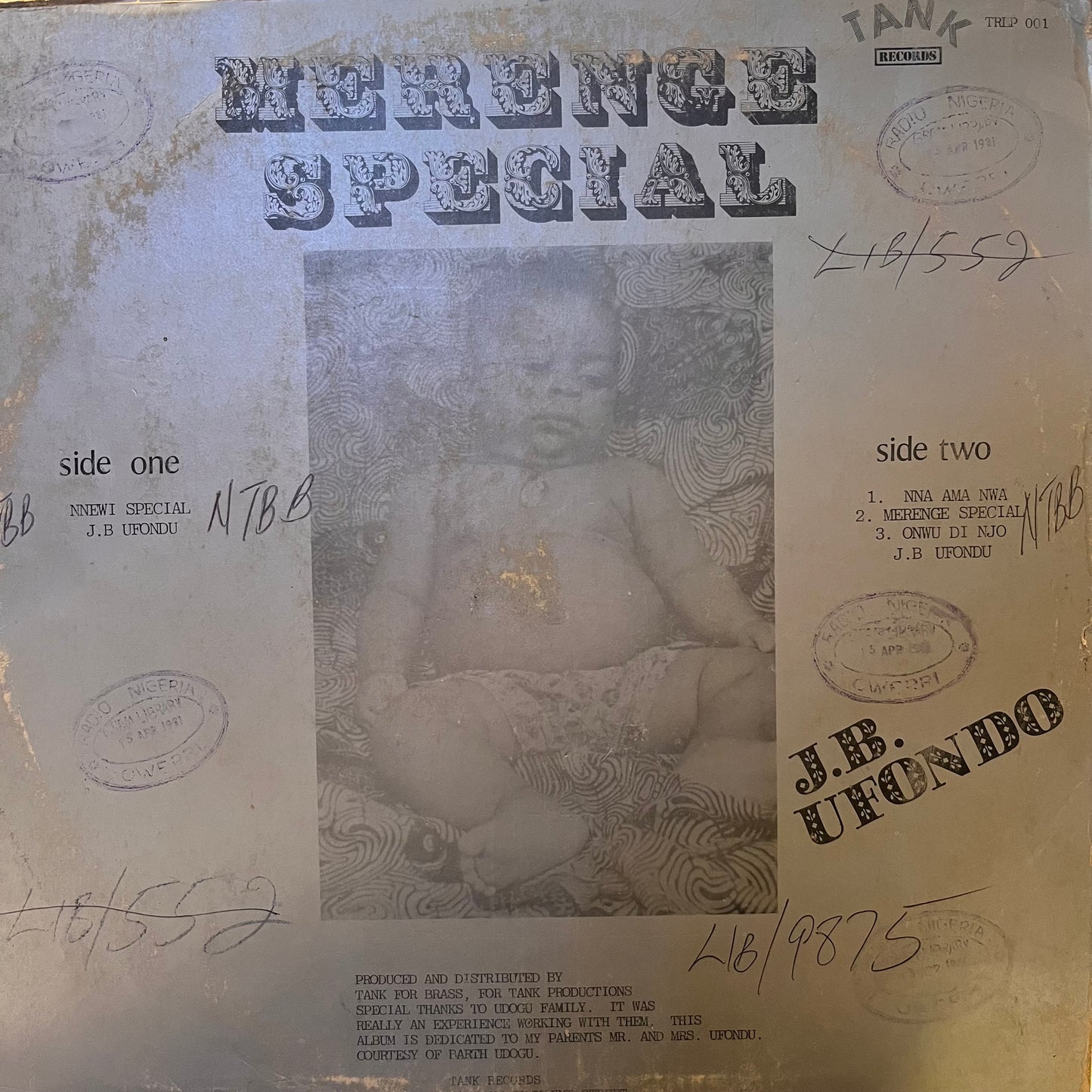 J.B. Ufondu ‎- Merenge Special LP