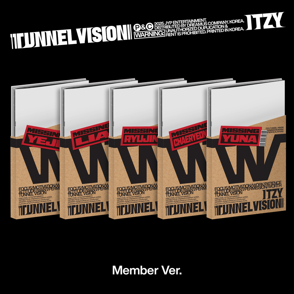 the album cover for ITZY - Tunnel Vision [Member Ver.] (Post) (Stic) (Pcrd)