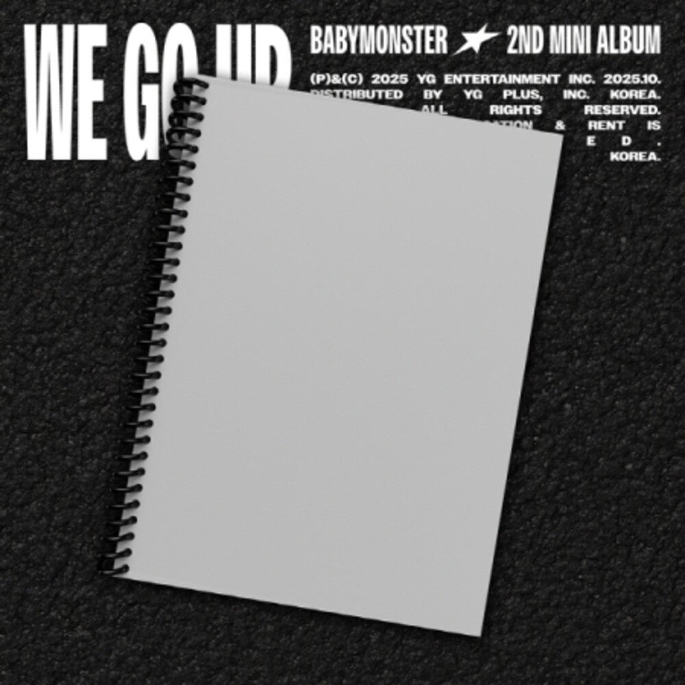 the album cover for Babymonster - We Go Up - Go Version - incl. 72pg Photobook, Folded Poster, 6 Selfie Photocard, Boomark + Logo Stickers