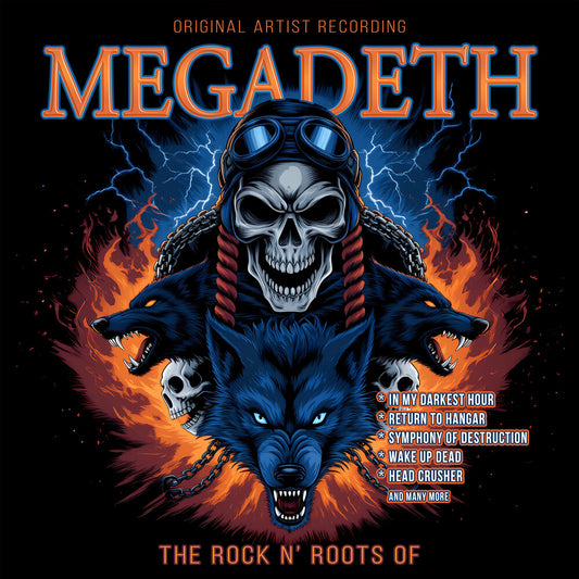 the album cover for Megadeth - Rock N Roots Of - Orange [Colored Vinyl] [Limited Edition] (Org)