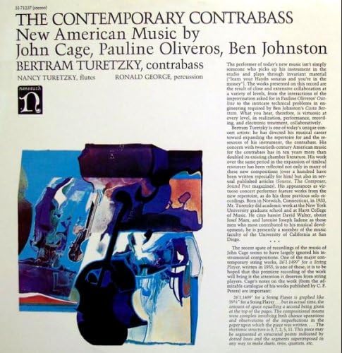 Bertram Turetzky - John Cage, Pauline Oliveros, Ben Johnston – The Contemporary Contrabass LP