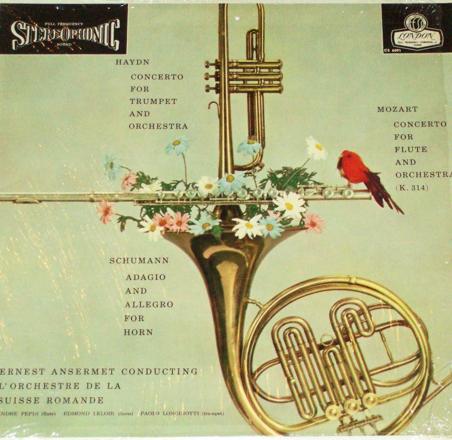 Haydn / Mozart / Schumann - Ernest Ansermet Conducting L'Orchestre De La Suisse Romande – Concerto For Trumpet And Orchestra / Concerto For Flute And Orchestra (K. 314) / Adagio And Allegro For Horn LP