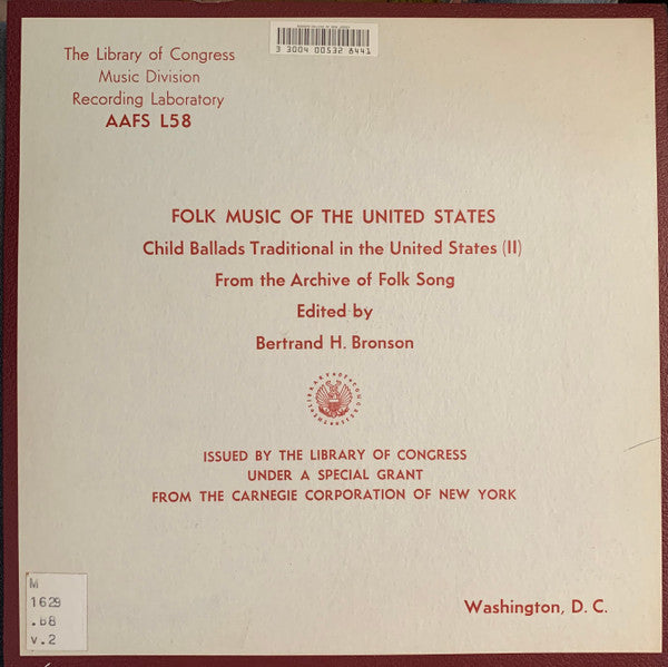 Bertrand H. Bronson - Child Ballads Traditional In The United States (II) LP