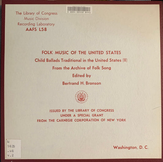 Bertrand H. Bronson - Child Ballads Traditional In The United States (II) LP