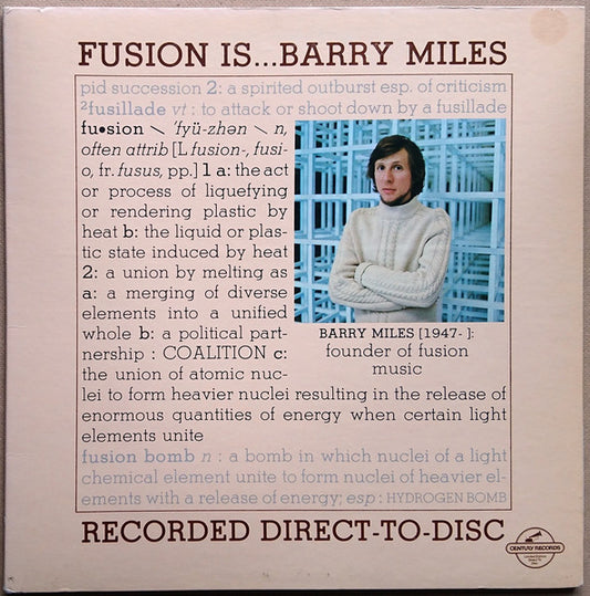 Barry Miles – Fusion Is... (Direct-to-Disc) LP