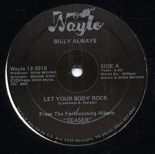 Billy Always – Let Your Body Rock 12"