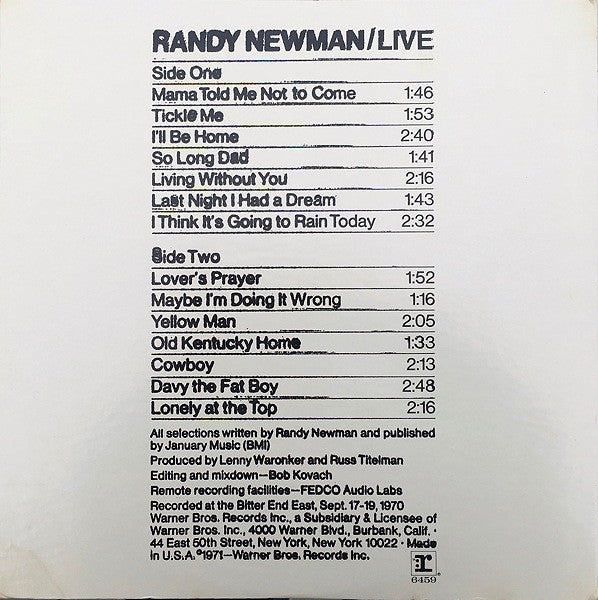 Randy Newman – Live LP