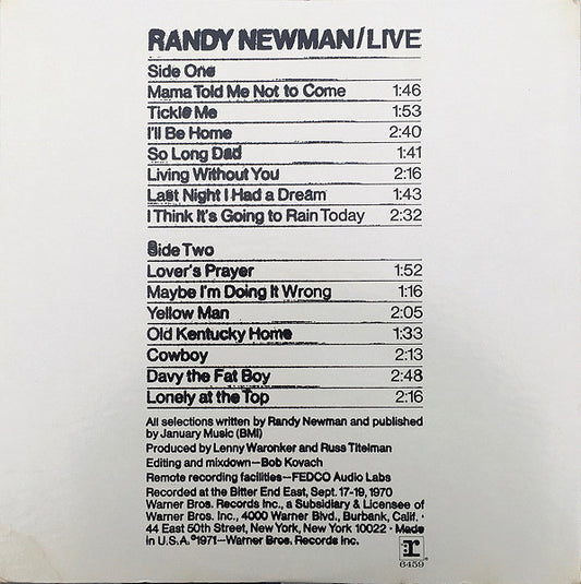 Randy Newman – Live LP