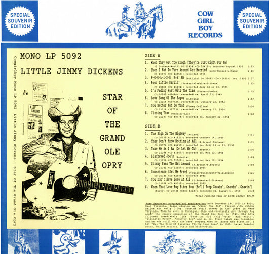 Little Jimmy Dickens – Star Of The Grand Ole Opry LP