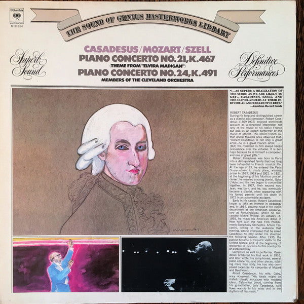 Mozart — Robert Casadesus / George Szell, Members Of The Cleveland Orchestra – Piano Concerto No. 21 In C Major K.457 / Piano Concerto No. 24 In C Minor K.491 LP