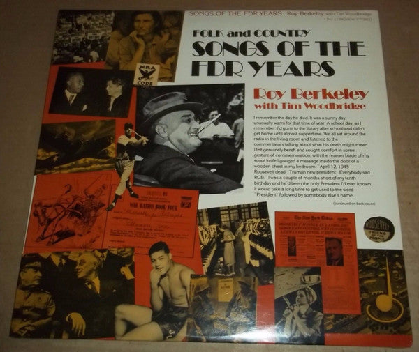 Roy Berkeley w/ Tim Woodbridge - Folk & Country Songs Of The FDR Years LP