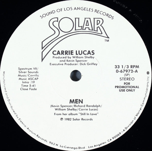Carrie Lucas – Men / I Just Can't Do Without Your Love 12"