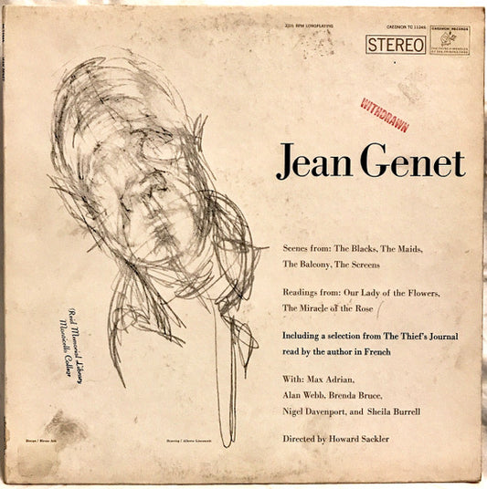 Jean Genet – Scenes From: The Blacks, The Maids, The Balcony, The Screens / Readings From: Our Lady Of The Flowers, The Miracle Of The Rose LP