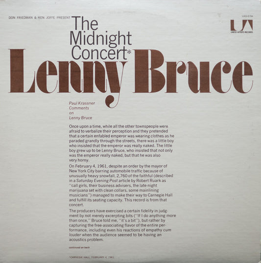 Lenny Bruce – The Midnight Concert LP