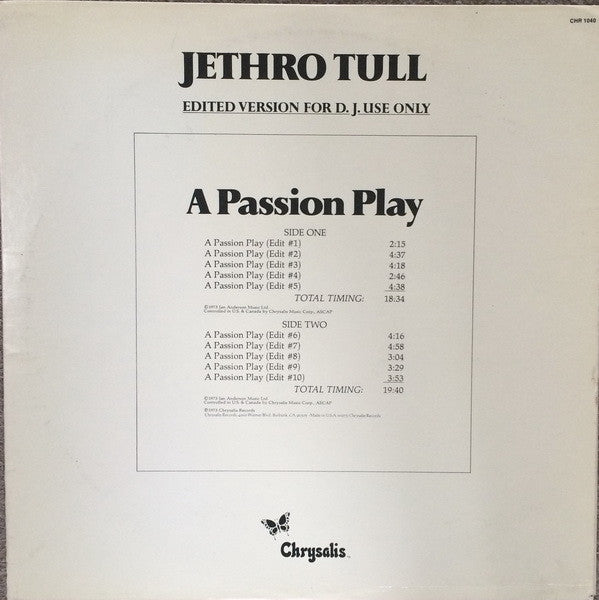 Jethro Tull – A Passion Play (promo/D.J. edit) LP