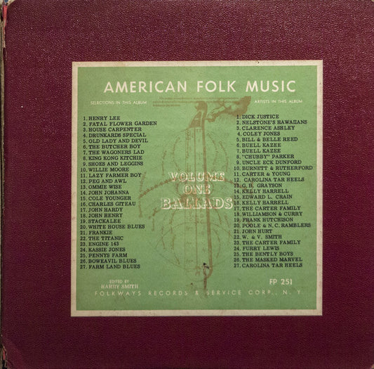 Harry Smith – Anthology Of American Folk Music Volume One: Ballads LP