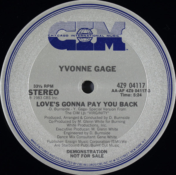 Yvonne Gage - Love's Gonna Pay You Back 12"