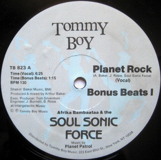 Afrika Bambaataa & The Soul Sonic Force Music By Planet Patrol – Planet Rock (Baby Blue Labels) 12"