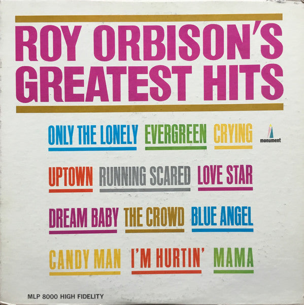 Roy Orbison ‎– Roy Orbison's Greatest Hits LP